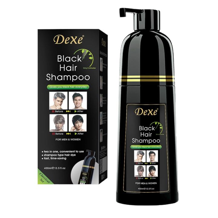 Herbal 2 in 1 Hair Dye Instant Black Hair Shampoo for Women & Men 400ml