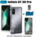3in1 infinix GT 30 Pro Transparent Soft Phone Case infinix GT30 Pro Tempered Glass + Back Camera Lens Film. 