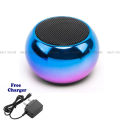 Mini Bluetooth Portable Speaker Round Small Steel Stereo Subwoofer 5W, Pocket Friendly Mini Speaker Home, Office, Kitchen. 