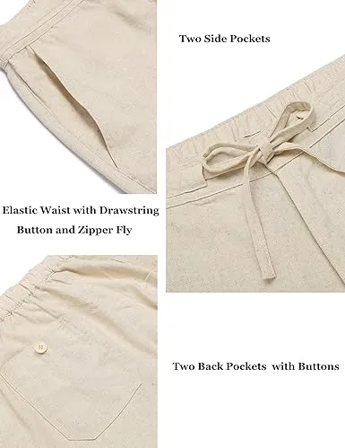 Men's%20Casual%20Linen%20Pants%20Elastic%20Waist%20Drawstring%20Yoga%20Beach%20Pants%20Lightweight%20Loose%20Fit%20Trousers%20with%20Pockets%20-%20Image%204