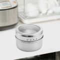 6pcs / set Clear Lid Magnetic Spice Jar Stainless Steel Spice Sauce Storage Container Pots Kitchen Houseware. 