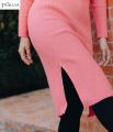 Trikaya Women's Long Woollen Knitted Dress - Peach. 