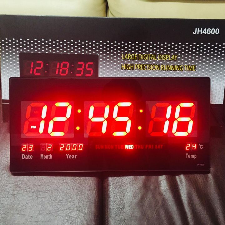 18.9-Inch Oversized LED Digital Wall Clock Large Display With Indoor Temperature Date And Day  Electric Wall Clock/Calendar Timer Home Decor JH4600