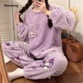 Wenefang Sanrio Hello Kitty Kuromi My Melody Pochacco Xmas Cartoon Plus Velvet Fashion Thickened Pajamas Creative Anime Movie Home Wear Set Gift. 