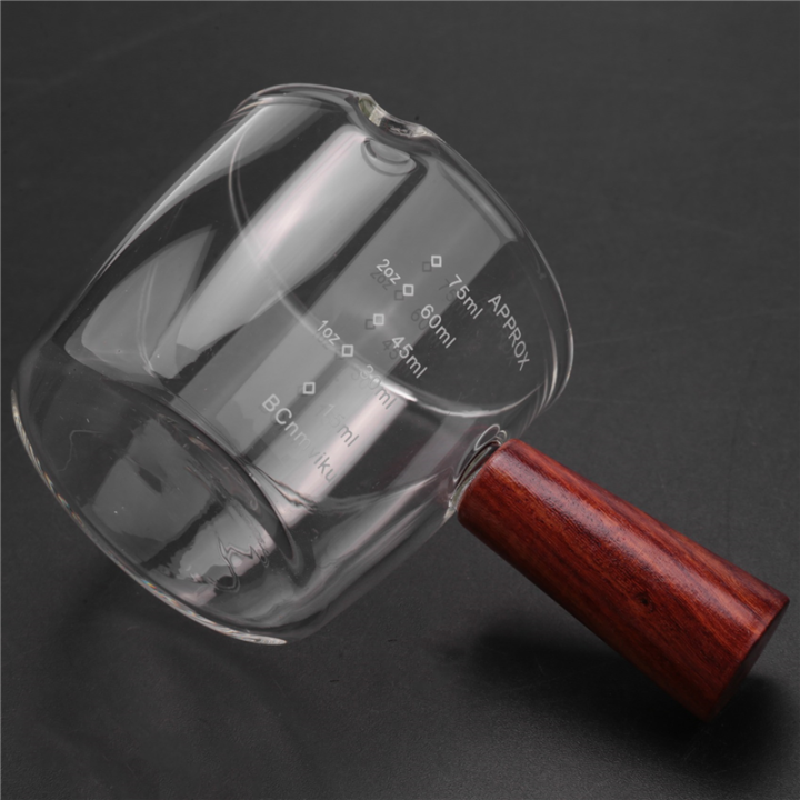 LKPCIGCXM%20Glass%20Measuring%20Cup%20Espresso%20Glass%2075ML%20Triple%20Pitcher%20Barista%20Single%20Spouts%20with%20Wood%20Handle%20-%20Image%208