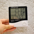 Digital Room Thermometer Digital Humidity Room Temperature Meter Weather Station Clock LCD HTC-2. 