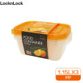 LocknLock New EZ-Lock 1.15L X 3pcs With Orange Cap(3 pcs). 