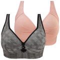 Bra buckle comfort bra Midoonsei pleated push-ups ultra-thin, middle-aged and elderly underwear, three-row ladies. 