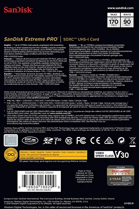 64Gb%20Extreme%20Pro%20Sdxc%20Uhs-I%20Card%20170%20Mb/S%20-%20Image%205