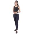 Navy Solid Inner Fleece Leggings For Women. 