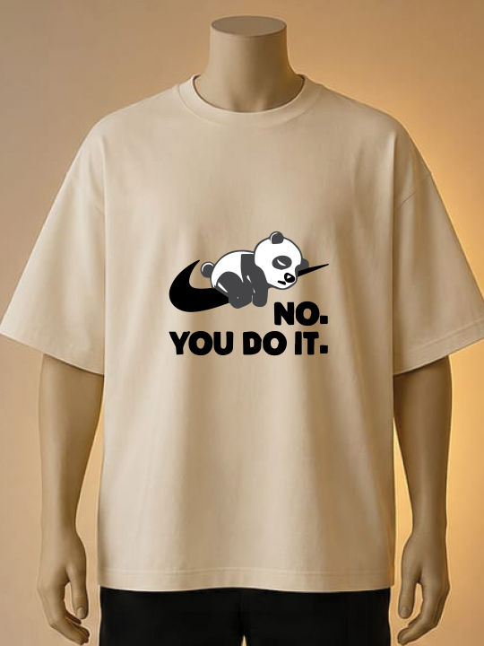 "No.%20You%20Do%20It."%20Lazy%20Panda%20Graphic%20T-Shirt-White,%20Maroon,%20Cream%20-%20Image%202