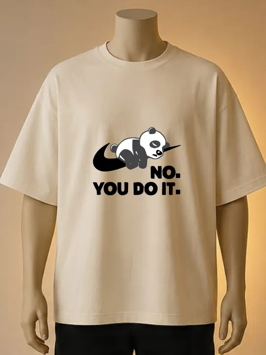 "No.%20You%20Do%20It."%20Lazy%20Panda%20Graphic%20T-Shirt-White,%20Maroon,%20Cream%20-%20Image%202