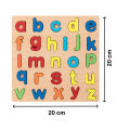 Cute Baby- Montessori Colorful Wooden Square Shape Small English Alphabet Puzzle - Early Educational Learning Toy for Baby (20×20 cm). 
