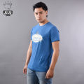 JUJU Wears Blue Melange Colour Boudha Printed Cotton Tshirt For Unisex. 