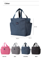 Insulated Large Size Lunch Bag Bento Cover Durable Office Style Thermal Insulated with Side Bottle Compartments Size 25x25x14cm. 