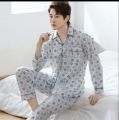 Full Sleeves Cotton Printed Pajama Set for Men. 