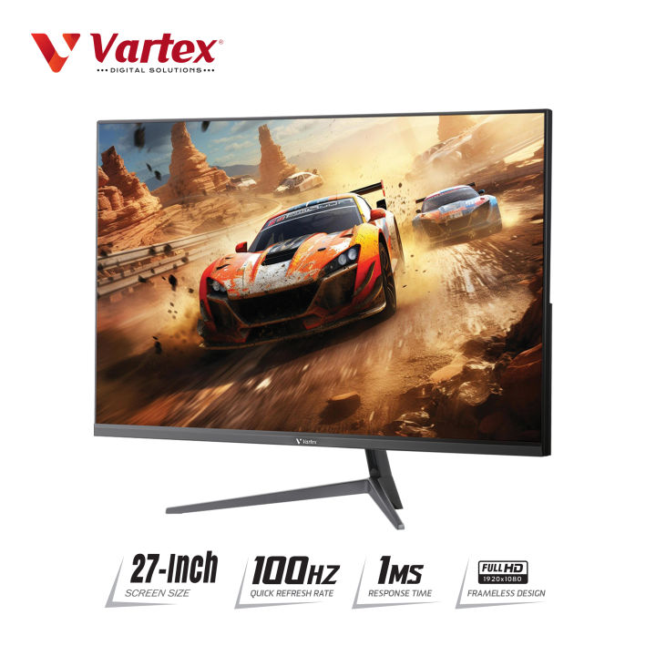 Vartex 27" Frameless Gaming Monitor – 100Hz Refresh Rate , Full HD, IPS Panel with Built-in Speakers  | Eye Care | FreeSync