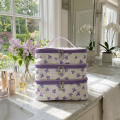 Portable Cute Three Layer Wash Bag Large Capacity Soft Wear-resistant Women Toiletries Bag Bow Print Three-Layer Cosmetic Organizer Bag Skincare Storage. 