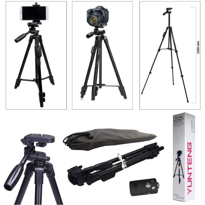 Yunteng 5208 Aluminum Light Weight Tripod With Bluetooth Remote For Smartphone