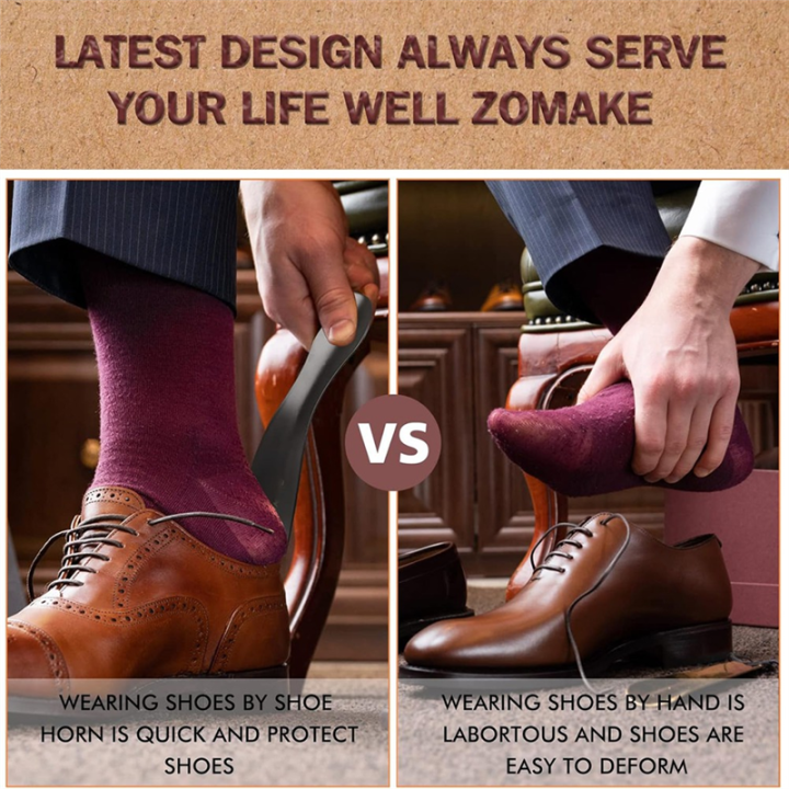 NAMUNY%20Leather%20Shoe%20Horn%20Set%20Black%20Shoe%20Horn%20Counter%20Shoe%20Horn,Set%20of%202%20Metal%20Shoe%20Horn%20Handle%20for%20Seniors%20-%20Image%204