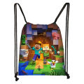 New minecraft drawstring drawstring pocket children's large capacity storage bag student outdoor leisure portable backpack. 