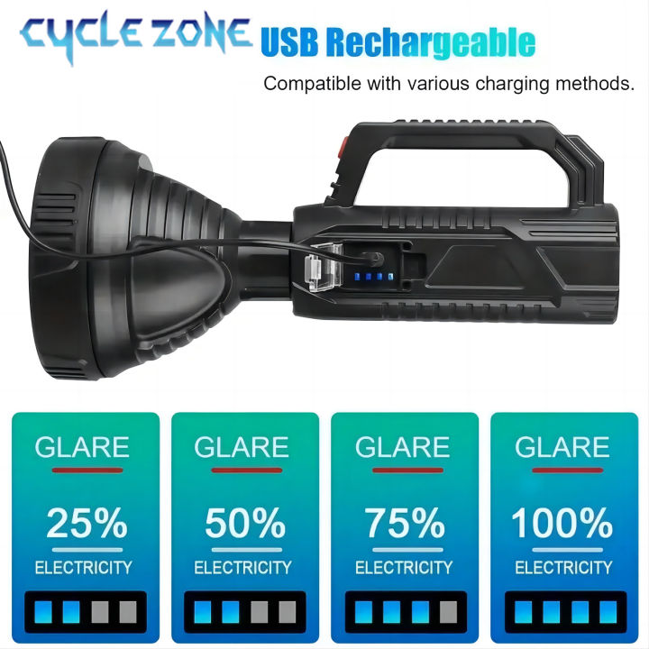 2025 New Portable Searchlight Rechargeable Flashlight Handheld Lighting Night Work Emergency Light Outdoor Fishing Lantern Camping Lamp