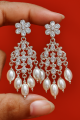 Kundan Jhumka Crystal Earrings with White Pearl Drops – Party & Bridal Jewelry. 