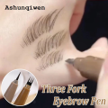 Ashunqiwen 2025 3 Point Ultra Fine Eyebrow Eyelash Pen Make-up for Women Liquid Eyeliner Pencil Dark Brown Lasting Waterproof Eyebrow Tattoo Pen. 