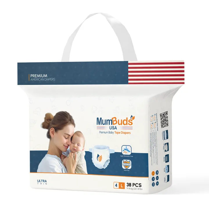 MumBuds%20USA%20ZIPLOCK%20Tape%20Style%20Diapers%20Size-4%20L%20(9%E2%80%9314%20kg)%2038%20Pcs%20%7C%20Ultra%20Thin,%20Soft%20&%20Breathable%20Baby%20Diapers%20-%20Image%202