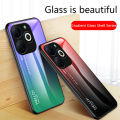 Biruiqu For Infinix Smart 8 Shockproof Gradient Tempered Glass Back Soft Silicone Edge Case Cover. 