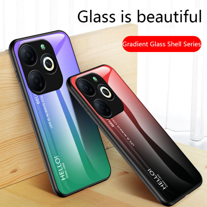 Biruiqu%20For%20Infinix%20Smart%208%20Shockproof%20Gradient%20Tempered%20Glass%20Back%20Soft%20Silicone%20Edge%20Case%20Cover%20-%20Image%202