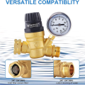 RV Water Pressure Regulator Valve, Adjustable Water Pressure Reducer with Gauge and Inlet Screen Filter for RV. 
