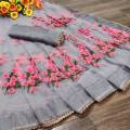 Fabdale Red Embroidered Net Bollywood Saree | Party & Festive Wear (PATL-001). 