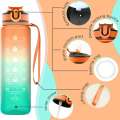 1pc 1000ml Large Capacity Gradient Water Bottle,Water Bottle Straw 1 Litre Leakproof with Time Marker, Sports Fiess. 