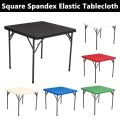 Durable Elastic Square Table Cover 86X86CM Solid Color Stain-Resistant Tablecloth Stretch Folding Table Protector Party Decor. 
