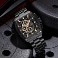 NaviForce NF8066 Fashion Barrel Shape Hollow Design Dial Multifunction Stainless Steel Watch For Men - Rosegold/Black. 