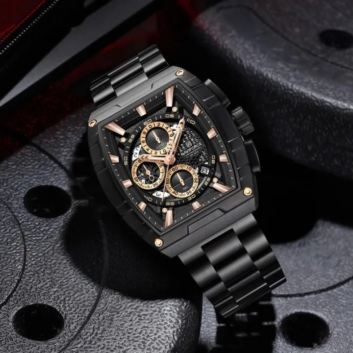 NaviForce%20NF8066%20Fashion%20Barrel%20Shape%20Hollow%20Design%20Dial%20Multifunction%20Stainless%20Steel%20Watch%20For%20Men%20-%20Rosegold/Black%20-%20Image%205