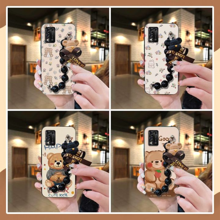 silicone%20Dirt-resistant%20Phone%20Case%20For%20ZTE%20Libero%205G%20ii/A103ZT%20Anti-knock%20Bear%20bracelet%20cute%20Black%20pearl%20pendant%20Cartoon%20-%20Image%204