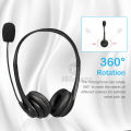 Wiresto Call Center Headset Over the Ear Headphone Stereo Headset Noise Cancelling Headphone PU Leather Earmuff with 360?Rotation Microphone for Computer Phones Desktop Boxes. 