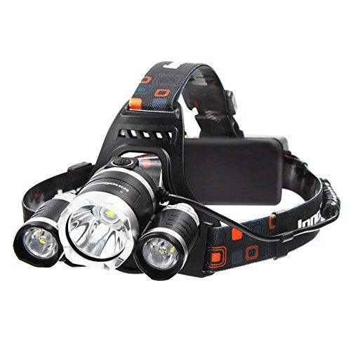 5000 lumens Bright Headlight Headlamp Flashlight With Rechargeable Batteries and Wall Charger for Hiking Camping Riding Fishing Hunting
