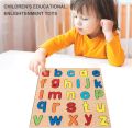 Minico Wooden Educational Puzzle for Kids – Small English Alphabet a-z Board – Colorful Montessori Toy for Toddlers (20x20cm). 