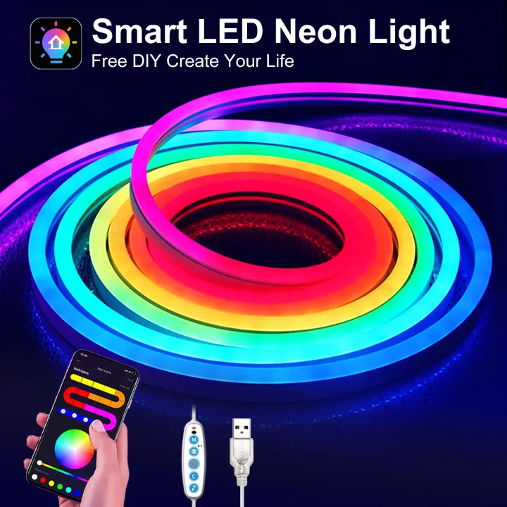 Gaming,%20DIY%20Timing%20Tape%20Silicone/21MeRGBW%20Neon%20LED%20Strip%20Light/3M%20Neon%20Rope%20Light%20Music%20RGBDreamcolor%20Chase%20Strip%20for%20Room%20-%20Image%203