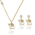 【Mega Sale】Women's New Style National Style Elephant Necklace Natural Freshwater Pearl Earrings suit Clavicle. 