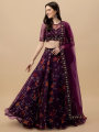 Embroidered Semi Stitched Net Lehenga Choli with Dupatta for Women, Wedding and Festive Wear. 