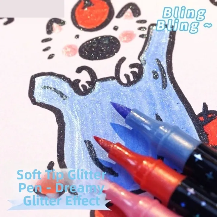 New%2024/48/72/96%20Colors%20Double-Ended%20Glitter%20Pens%20Colorful%20Quickly%20Dry%20Acrylic%20Marker%20Pen%20Soft%20Tip%20Glue-Like%20Ink%20Fluorescent%20Pen%20Drawing%20Painting%20-%20Image%206