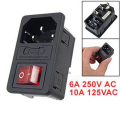 4X Inlet Male Power Socket with Fuse Switch 10A 250V 3 Pin IEC320 C14. 