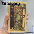 Wenefang Sutuiying Spanish Golden Foil in Box Tarot Deck Prophecy Cards Hot Selling for 2025 Beginners with 2-Languages Guidebook 12x7cm Toro Taro. 