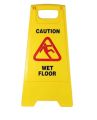 Yellow Plastic Caution Wet Floor Sign Standing Board. 