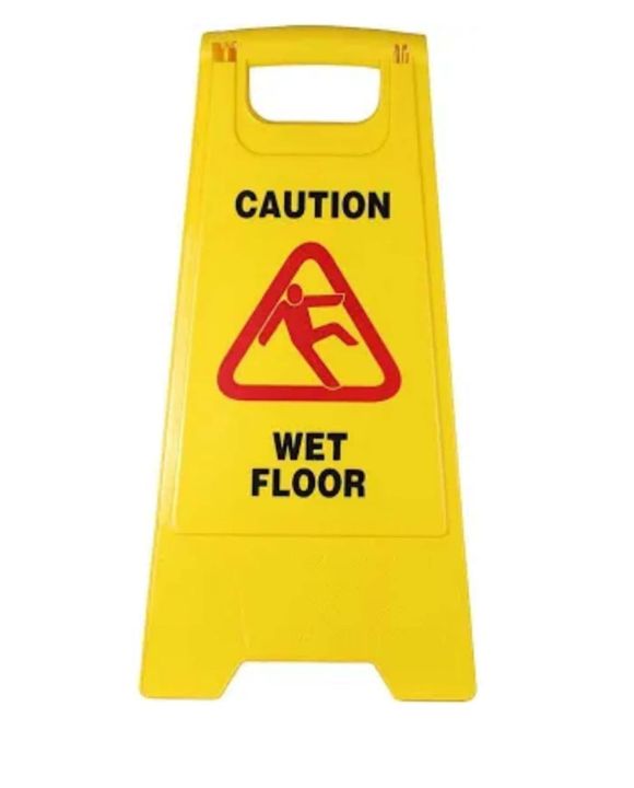 Yellow Plastic Caution Wet Floor Sign Standing Board