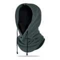 Black Flap Mask And Hoodie Designed Unique Winter Cap For Men | Black Solid Polar Fleece Neck Gaiter With Cap For Men. 